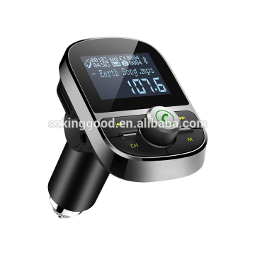 2018 New Wireless Bluetooth FM Transmitter 3.1A Fast Car Charger for cellphone charging with Dual USB ports and LED display