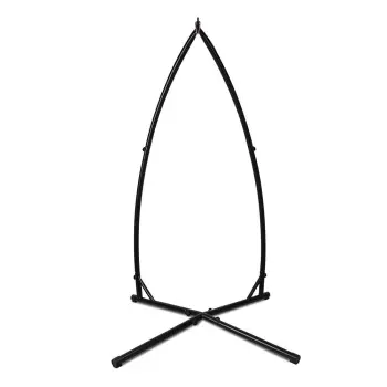 Outdoor Hanging Chair Stand with A-Shape Steel Frame and X Base in Black