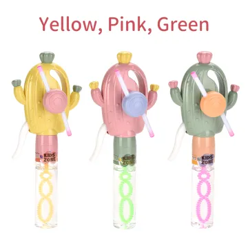 Luminous light up cactus handheld fan bubble wand
