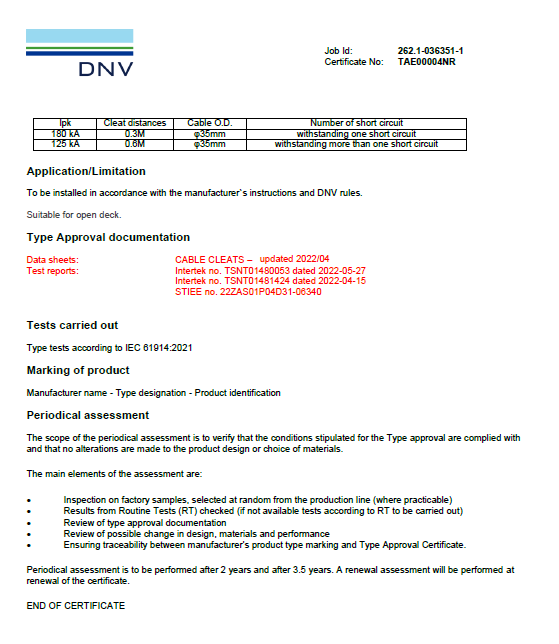 Short circuit test report