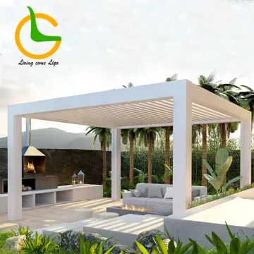 Motorized Aluminium Louvered Roof Canopies & Pergolas for Gardens with Remote Control