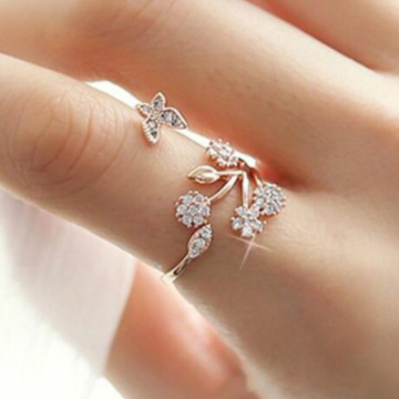 R-152 Unique Gemstone Diamond Silver Gold Rose Gold Butterfly Shape Dainty Ring for Women Jewelry