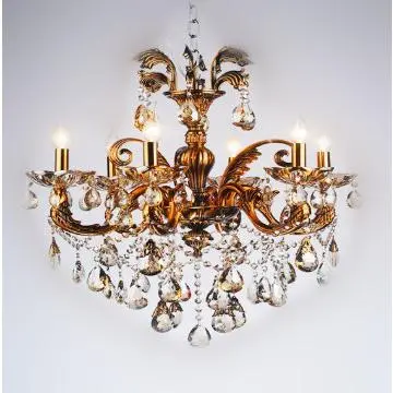 Dark Bronze Glass and Crystal Chandelier Lighting H5040-6