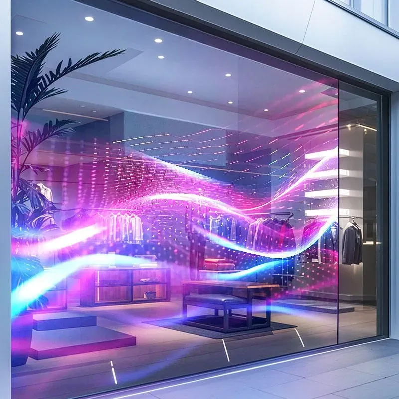 COB LED Transparent Film Screen P3.91 Indoor Full Color Display Window