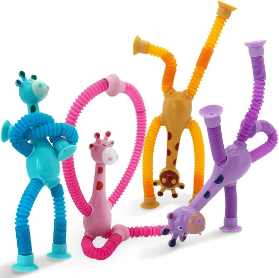 LED Illuminated Telescopic Suction Cup Giraffe Toy: A Flexible and Interactive Fidget Sensory Tube