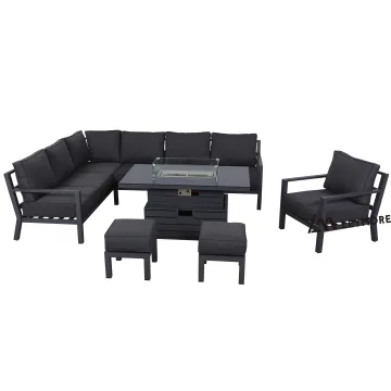 Luxury LM22-AS29H Aluminum Garden Furniture Set with Fire-pit Table