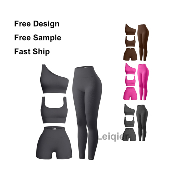 Quick-Drying Ribbed Fitness Set with Custom Logo for Women