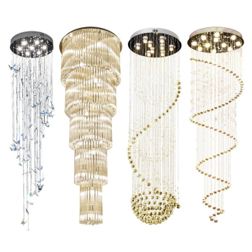 Modern Hotel High Ceilings Hanging Chandeliers - Large Crystal LED Pendant Lights for Living Room and Restaurant