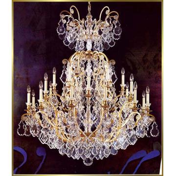 Wrought Iron Chandelier in Satin Gold