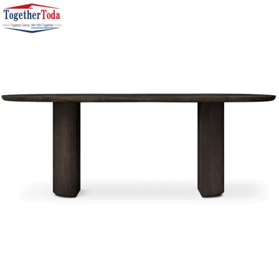 Modern Minimalist Oval Wooden Rectangular Dining Table