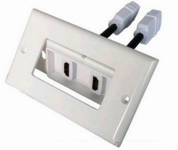 Gold Plated Hdmi Wall Plate , 1080p Resolution Hdmi Female Finsert Angled