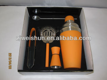 5pcs colorful stainless steel/ cocktail shaker/l bar tool sets