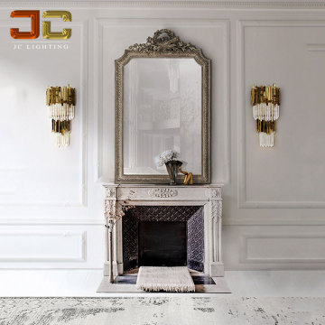 Modern Indoor Crystal Wall Lamp Gold Stainless Design for Fireplace Wall Sconce
