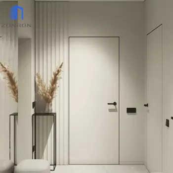 Zonron 8FT Interior White MDF Door with Luxury CNC Carved Solid Panel