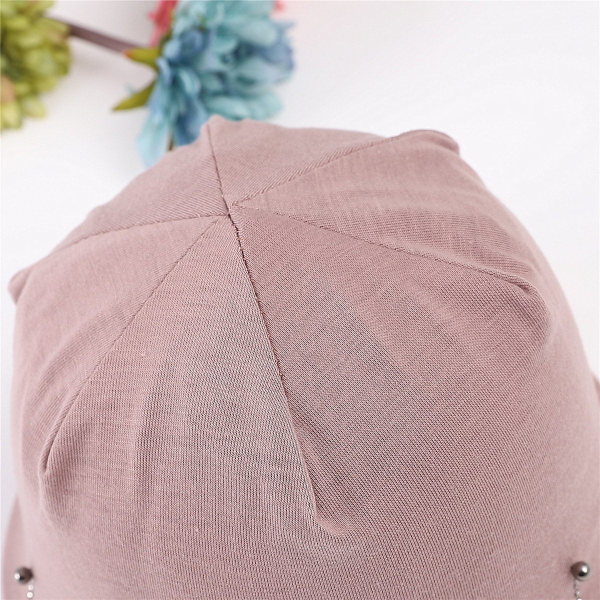 Double layer cotton pearl ironing drill cap (9)