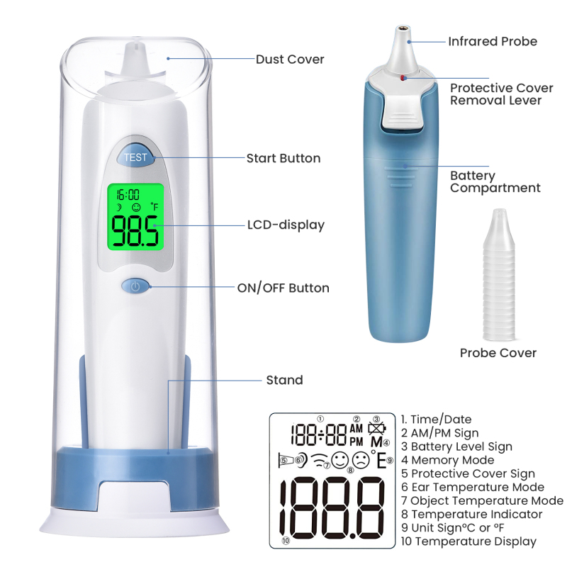 CE Approved Digital Infrared Medical Thermometer with LCD Display
