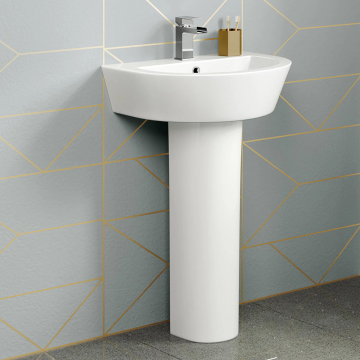 Hot Sale Modern White Hand Wash Pedestal Basin for Hotel Bathroom Vanities
