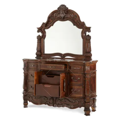 Luxury American Wooden Dressing Table with Mirror