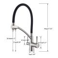 POIQIHY Brushed Gold Filtered Kitchen Faucets Pull Down 360 Rotation Mixer Tap Pure Water Crane For Kitchen Filter Water Taps