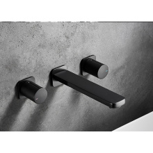 brass wall mount faucet Matte Black 3 Hole Wall Mount Bathroom Faucets Factory
