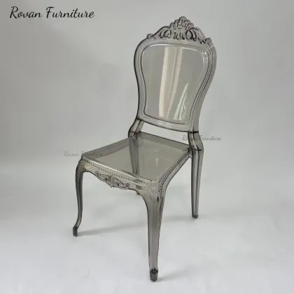 Wholesale Smoked Grey Resin Acrylic Princess Bella Wedding Chairs