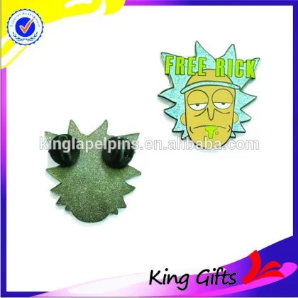 Rick and Morty,Rick Sanchez's portrait lapel pin ,free Rick hard enamel pin bagde with shiny giltter