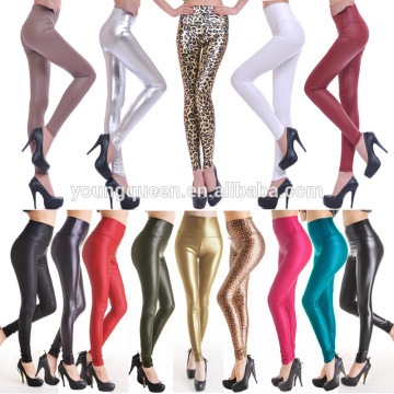 RM37 Spring models large size women's fashion high waist pencil leather pants, leather leggings wholesale