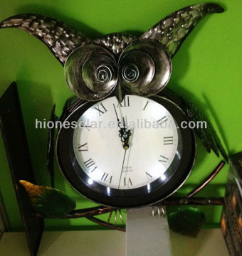 Garden Decoration Iron Owl Solar Clock Ligh 4 LED