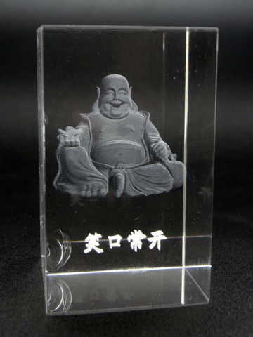 3D Laser Carved Technique Glass Crystal Lord Buddha