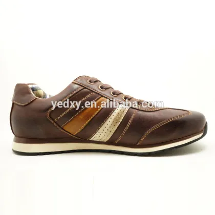 cotton fabric lining leather upper fashion leather sports shoes for men
