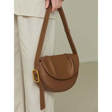 Niche Design Trend Cowhide Saddle Shoulder Underarm Bag