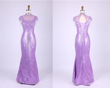 Pretty O-Neck Beading Pink Chiffon Sheath Wedding Dresses 2015