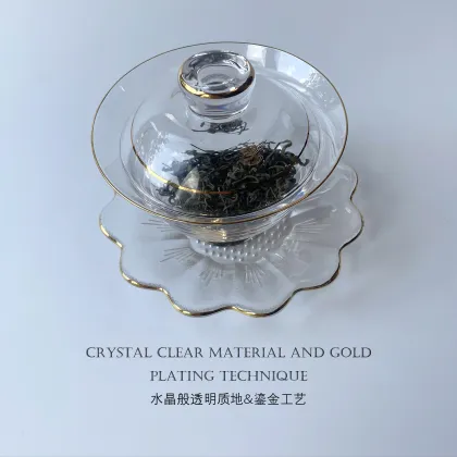 Oriental Style Ceramic Tea Cup with Crystal Glass for Hotels & Tea Sets