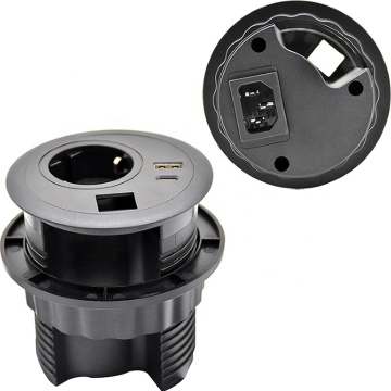 German Type 1 AC Outlet C14 Desk Power Grommet with USB-C Fast Charging