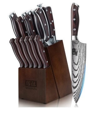 Wholesale Damascus Chef Knife Set with Wood Block: Premium Quality, Laser Patterned Knives for Kitchen Professionals
