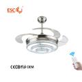 Retractable blade with fan dimmable light color chrome