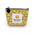 Emoji smile style PU make up coin purse