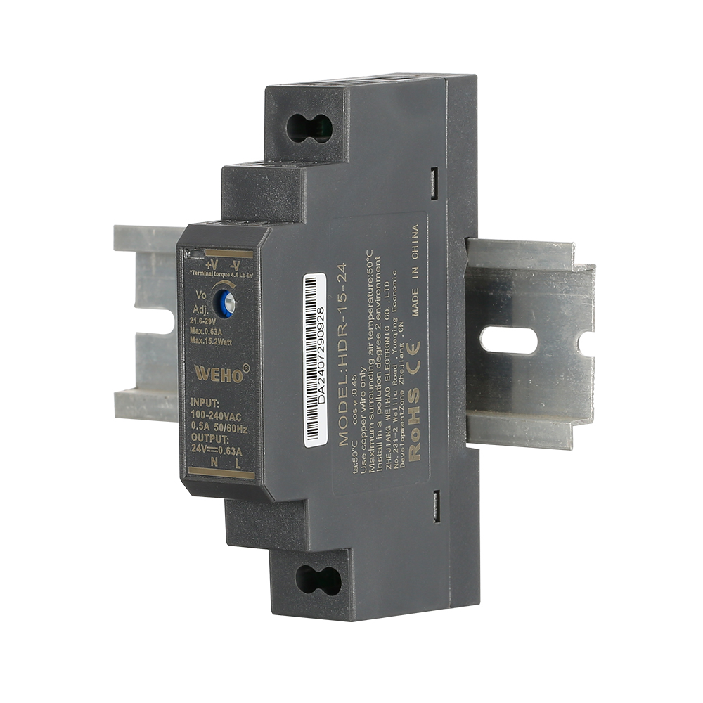 Alimentation Rail DIN Mean Well HDR-15-48 15W 48V 0.32A - Réglable - Protections