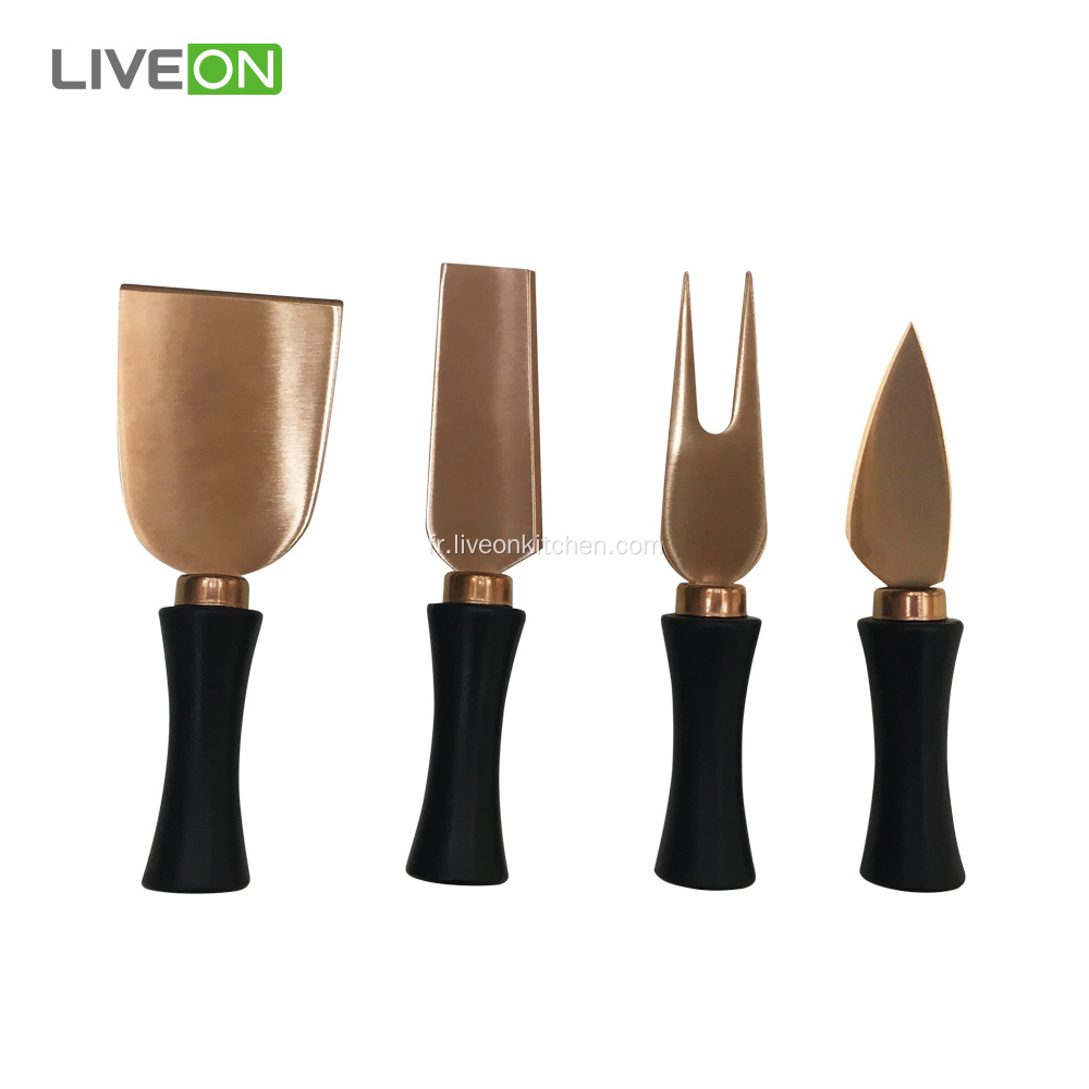 4pcs couteau de cuisine en titane rose doré