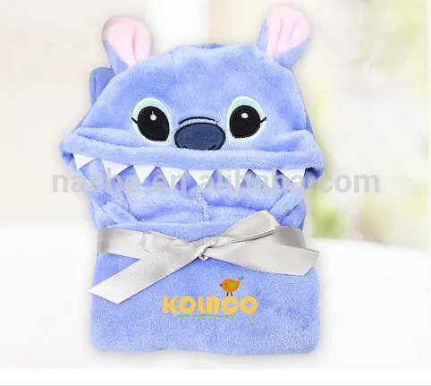 fleece baby blanket/ animal head hooded baby blanket