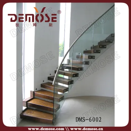 Floating transparent glass stair