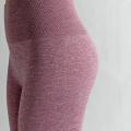 Pantalones de yoga de tobillo rosa de la cintura alta
