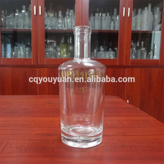 Round shape Rum glass bottle 700 ml with gold decal