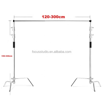 Adjustable Stainless Steel Heavy Duty Background Support System Kit with Light Stand for Video Studio