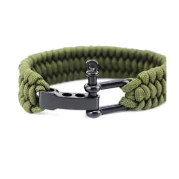 Paracord Survival U Shackle Wristband Woven Parachute Cord Braided Rope Bracelet