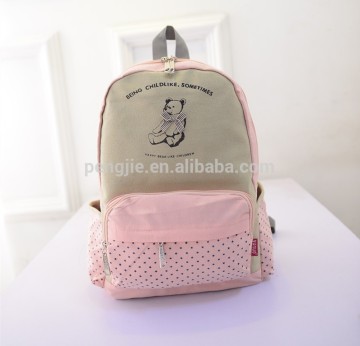 2015 whosale cute girl lovely cotton backpack student school bag