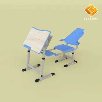 Hand-cranked height-adjustable midday rest desk and chair set