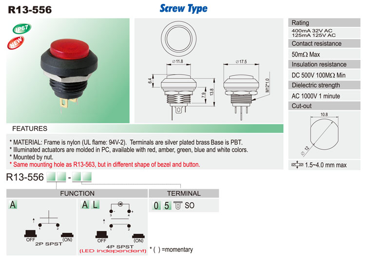 Waterproof Push Button Switch