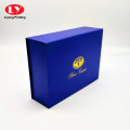 Boîte à aimant bleu de logo en or personnalisé avec mousse