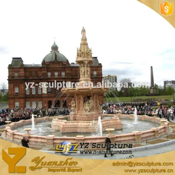 outdoor large pink marble tiered water fountain sculpture